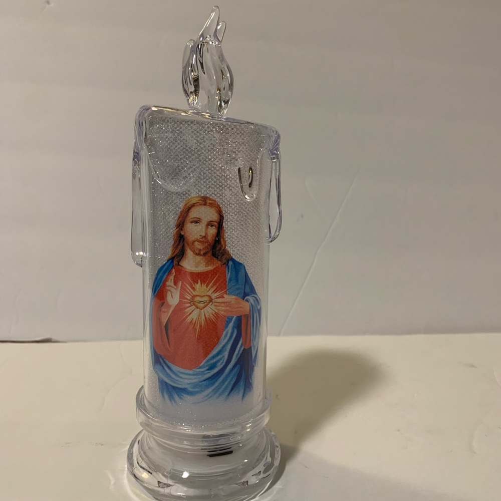 LED 7” Candle Flameles Devotional Religious Jesus Christ New with Box
